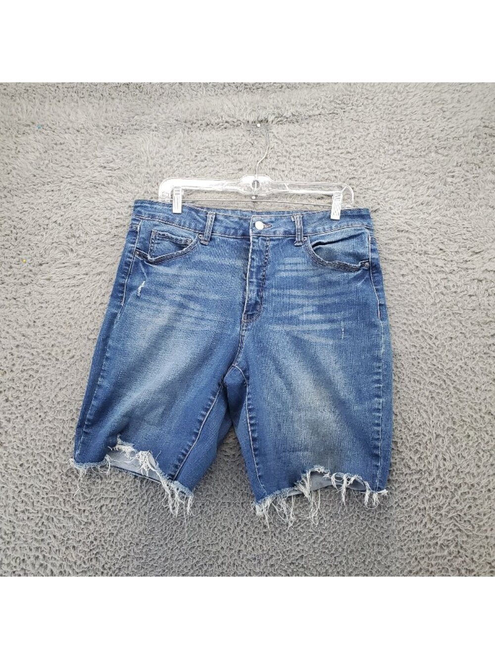Time And Tru Shorts Womens 14 Blue Denim High Waist Distressed Cutoff *Read*